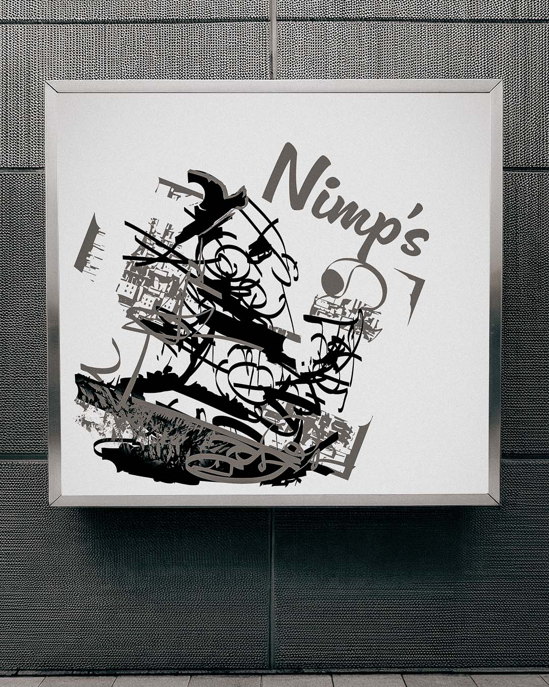 Affiche en noir et blanc du design Nimp's