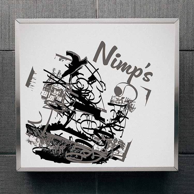 Affiche en noir et blanc du design Nimp's 