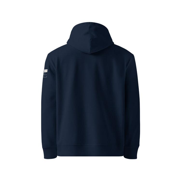 Sweat à capuche unisexe french navy, vu de dos 