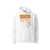 Sweat à capuche unisexe blanc, vu de face et portant le design "Mytho Original" en version anglaise et coloré en mandarine