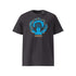 T-shirt unisexe anthracite, vu de face et portant le design "Ignorance" coloré en cyan