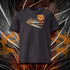 T-shirt unisexe anthracite, vu de face et portant le design "Mytho Culinaire" coloré en mandarine