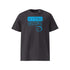 T-shirt unisexe anthracite, vu de face et portant le design "Mytho Original" coloré en cyan