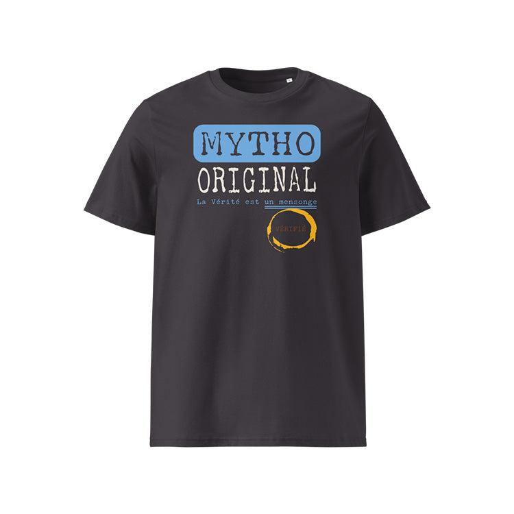 T-shirt unisexe anthracite, vu de face et portant le design "Mytho Original" aux couleurs de l'Argentine