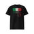 T-shirt unisexe noir, vu de face et portant le design "Mytho Original" aux couleurs de l'Italie