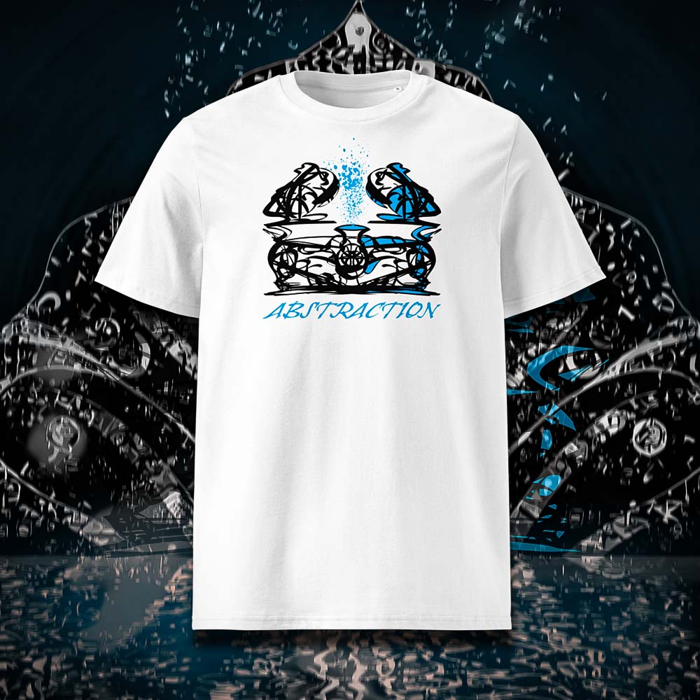 T-shirt original blanc, vu de face et portant le design 