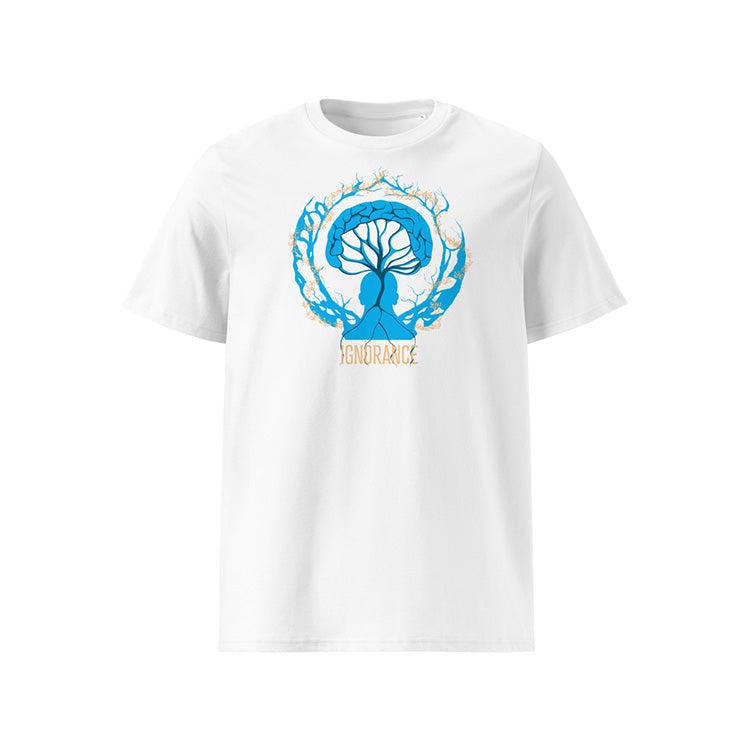 T-shirt unisexe blanc, vu de face et portant le design 