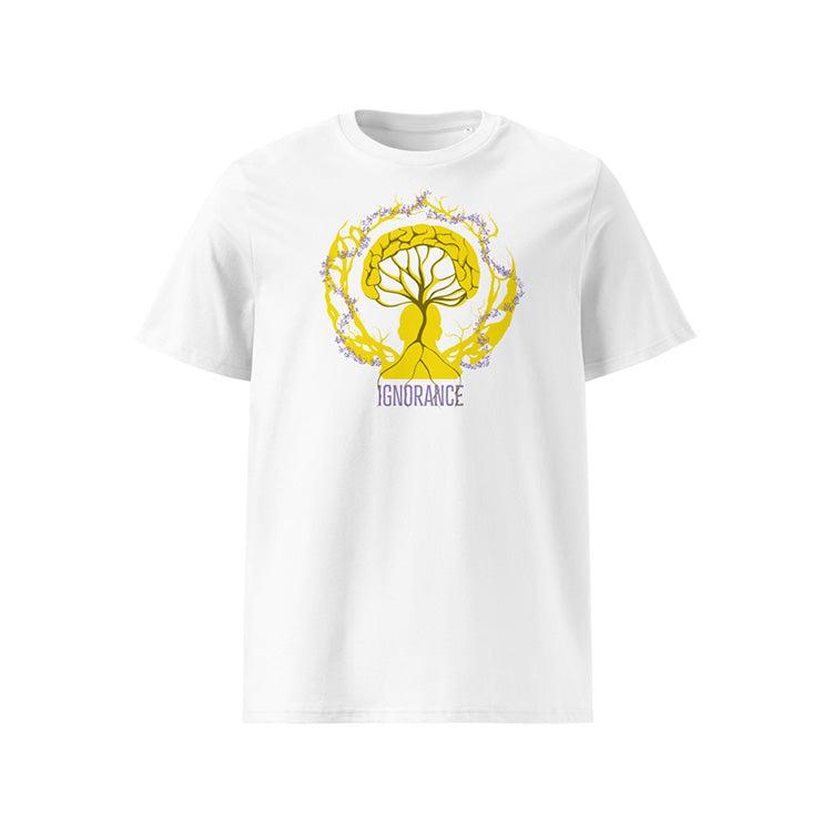 T-shirt unisexe blanc, vu de face et portant le design 