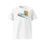 T-shirt unisexe blanc, vu de face et portant le design "Mytho Culinaire" aux couleurs citriques