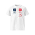 T-shirt unisexe blanc, vu de face et portant le design "Mytho Original" en version anglaise et aux couleurs de la France