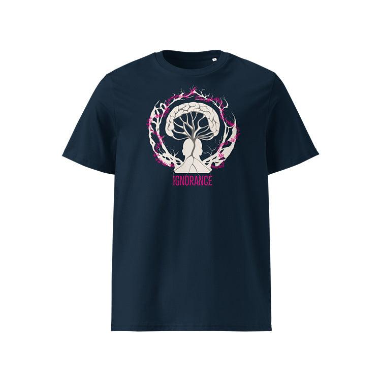 T-shirt unisexe french navy, vu de face et portant le design 