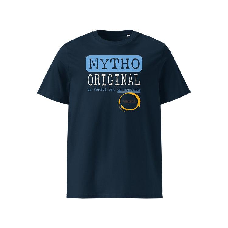 T-shirt unisexe french navy, vu de face et portant le design "Mytho Original" aux couleurs de l'Argentine