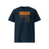 T-shirt unisexe french navy, vu de face et portant le design "Mytho Original" coloré en mandarine