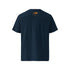 T-shirt unisexe french navy, vu de dos et portant l'étiquette de la collection "Mytho" coloré en mandarine