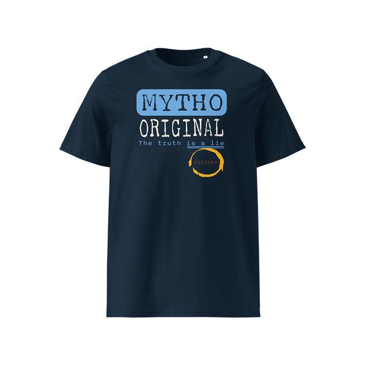 T-shirt unisexe french navy, vu de face et portant le design "Mytho Original" en version anglaise et aux couleurs de l'Argentine