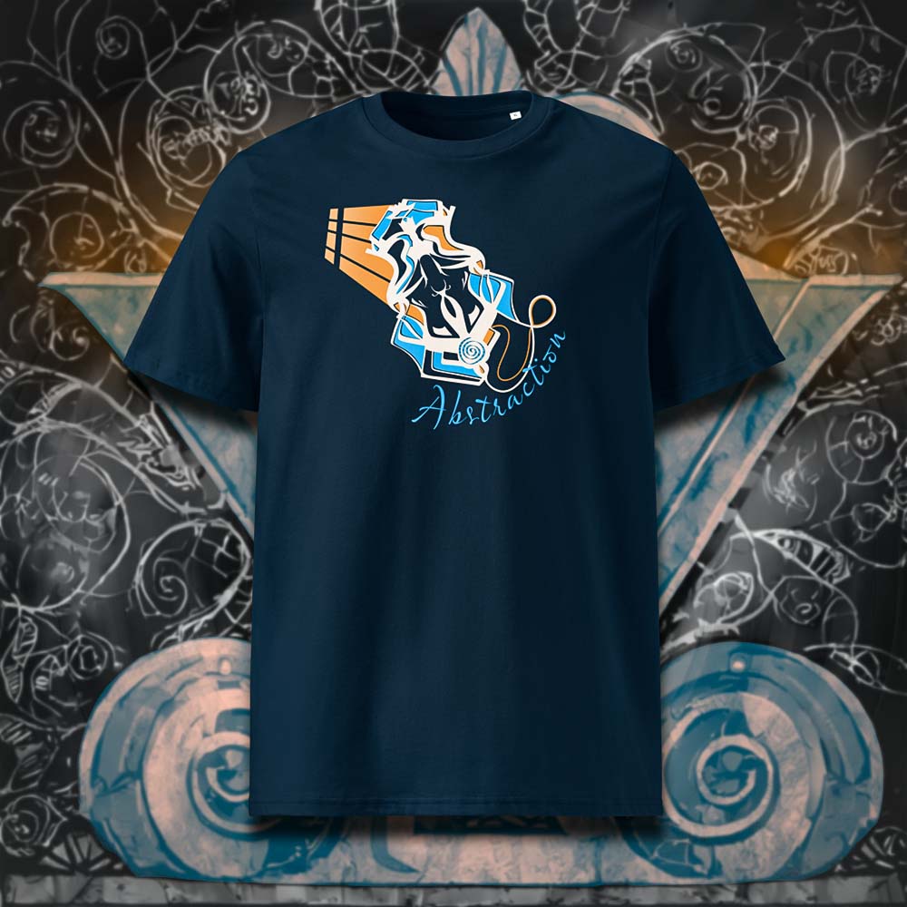 T-shirt unisexe french navy, vu de face et portant le design 