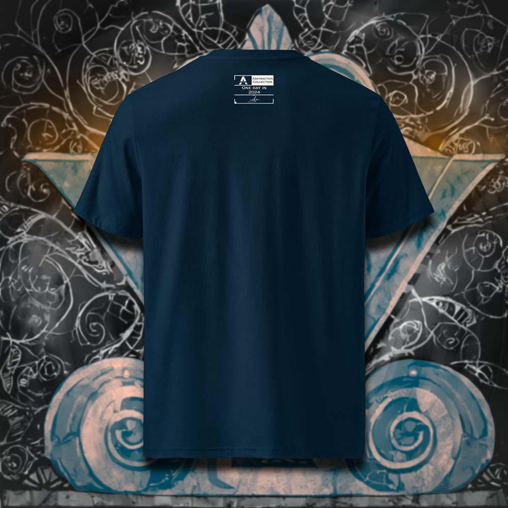 T-shirt unisexe french navy, vu de dos et portant l'étiquette de la collection 