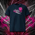 T-shirt unisexe french navy, vu de face et portant le design "Mytho Culinaire" coloré en magenta