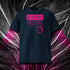 T-shirt unisexe french navy, vu de face et portant le design "Mytho Original" en version anglaise et coloré en magenta