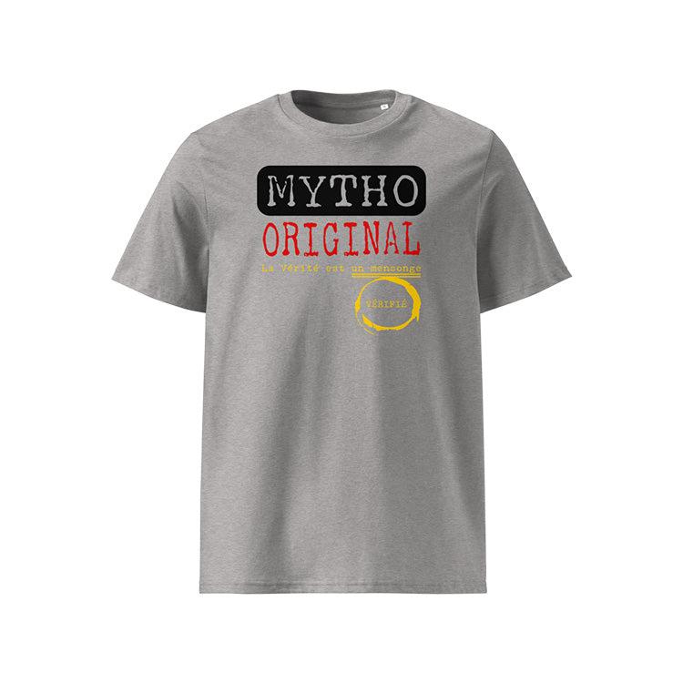 T-shirt unisexe gris clair, vu de face et portant le design "Mytho Original" aux couleurs de l'Allemagne