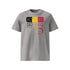 T-shirt unisexe gris clair, vu de face et portant le design "Mytho Original" aux couleurs de la Belgique