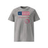 T-shirt unisexe gris clair, vu de face et portant le design "Mytho Original" aux couleurs des USA