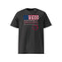 T-shirt unisexe gris foncé, vu de face et portant le design "Mytho Original" en version anglaise et aux couleurs des USA