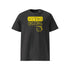 T-shirt unisexe gris foncé, vu de face et portant le design "Mytho Original" coloré en jaune soleil