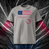 T-shirt unisexe gris clair, vu de face et portant le design "Mytho Original" en version anglaise et aux couleurs des USA