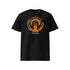 T-shirt unisexe noir, vu de face et portant le design "Ignorance" coloré en mandarine