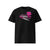 T-shirt unisexe noir, vu de face et portant le design "Mytho Culinaire" coloré en magenta