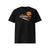 T-shirt unisexe noir, vu de face et portant le design "Mytho Culinaire" coloré en mandarine