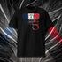 T-shirt unisexe noir, vu de face et portant le design "Mytho Original" aux couleurs de la France