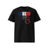 T-shirt unisexe noir, vu de face et portant le design "Mytho Original" en version anglaise et aux couleurs de la France