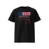 T-shirt unisexe noir, vu de face et portant le design "Mytho Original" aux couleurs des USA