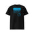 T-shirt unisexe noir, vu de face et portant le design "Mytho Original" en version anglaise et coloré en cyan