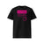 T-shirt unisexe noir, vu de face et portant le design "Mytho Original" en version anglaise et coloré en magenta