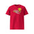 T-shirt unisexe rouge, vu de face et portant le design "Mytho Culinaire" coloré en jaune soleil