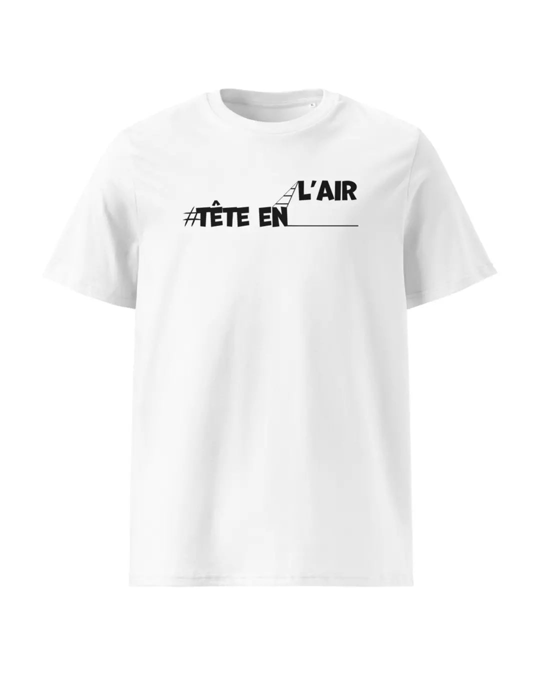 T-shirt blanc Tête en l'air vu de face