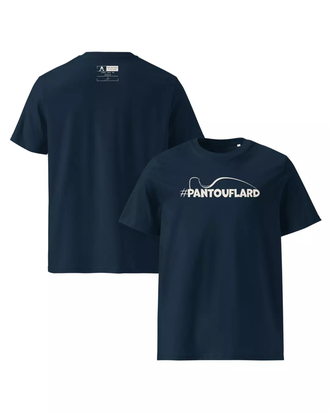 T-shirt french navy pantouflard vu de face et de dos