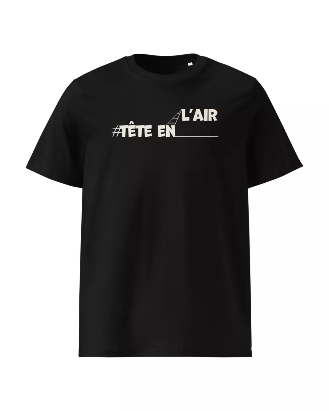 T-shirt noir "Tête en l'air" vu de face