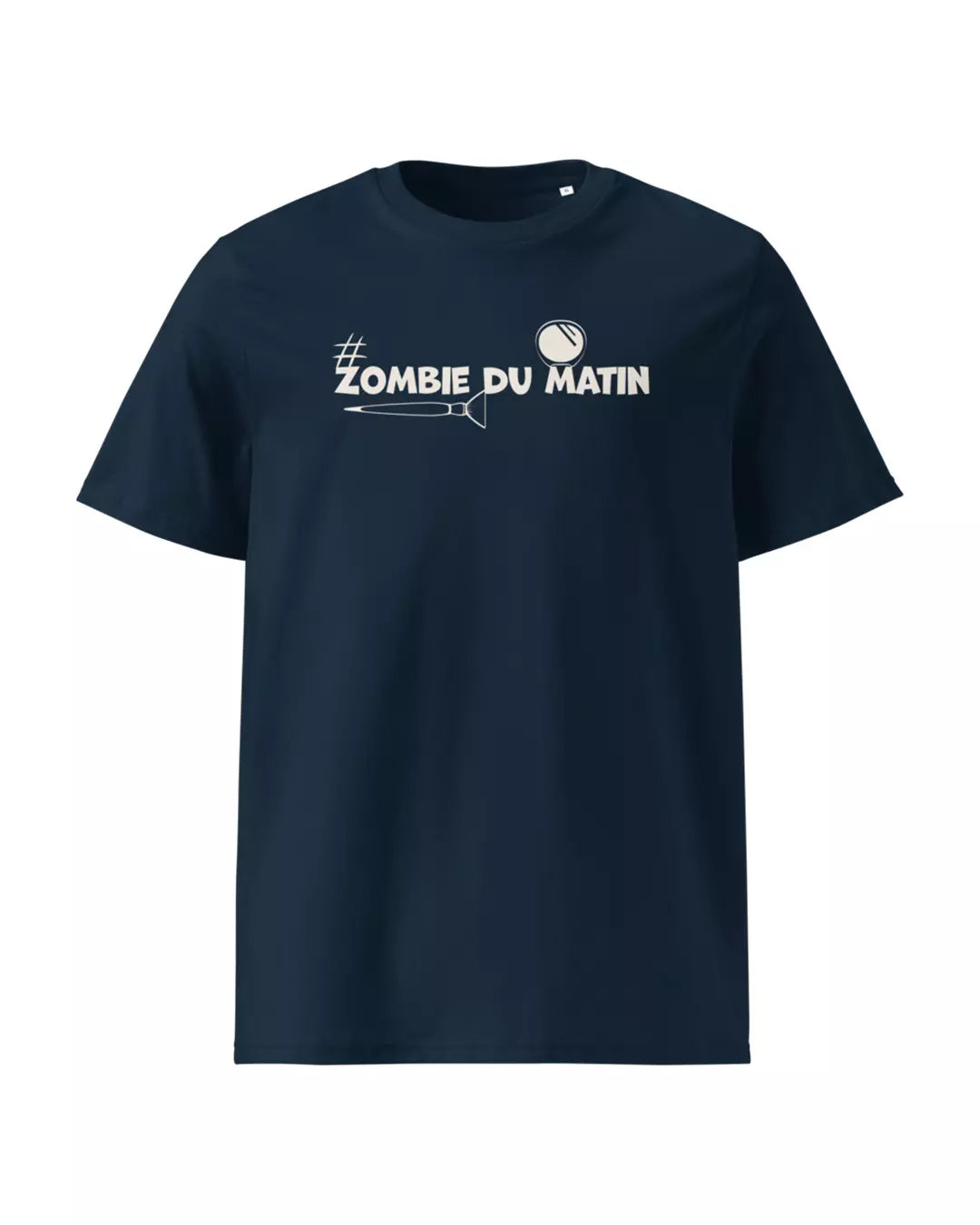 T-shirt wtf french navy "Zombie du matin" vu de face