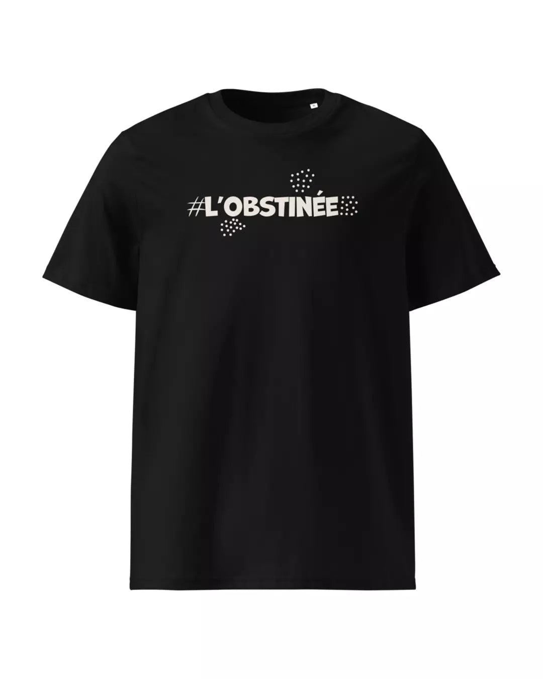 T-shirt noir l'obstinée vu de face