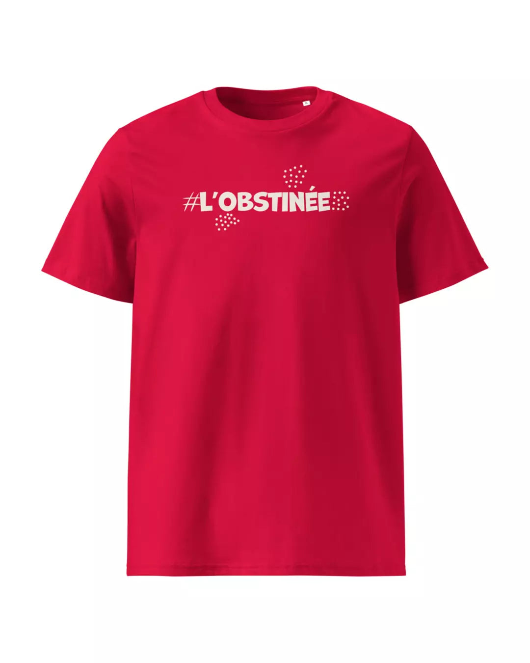 T-shirt rouge l'obstinée vu de face