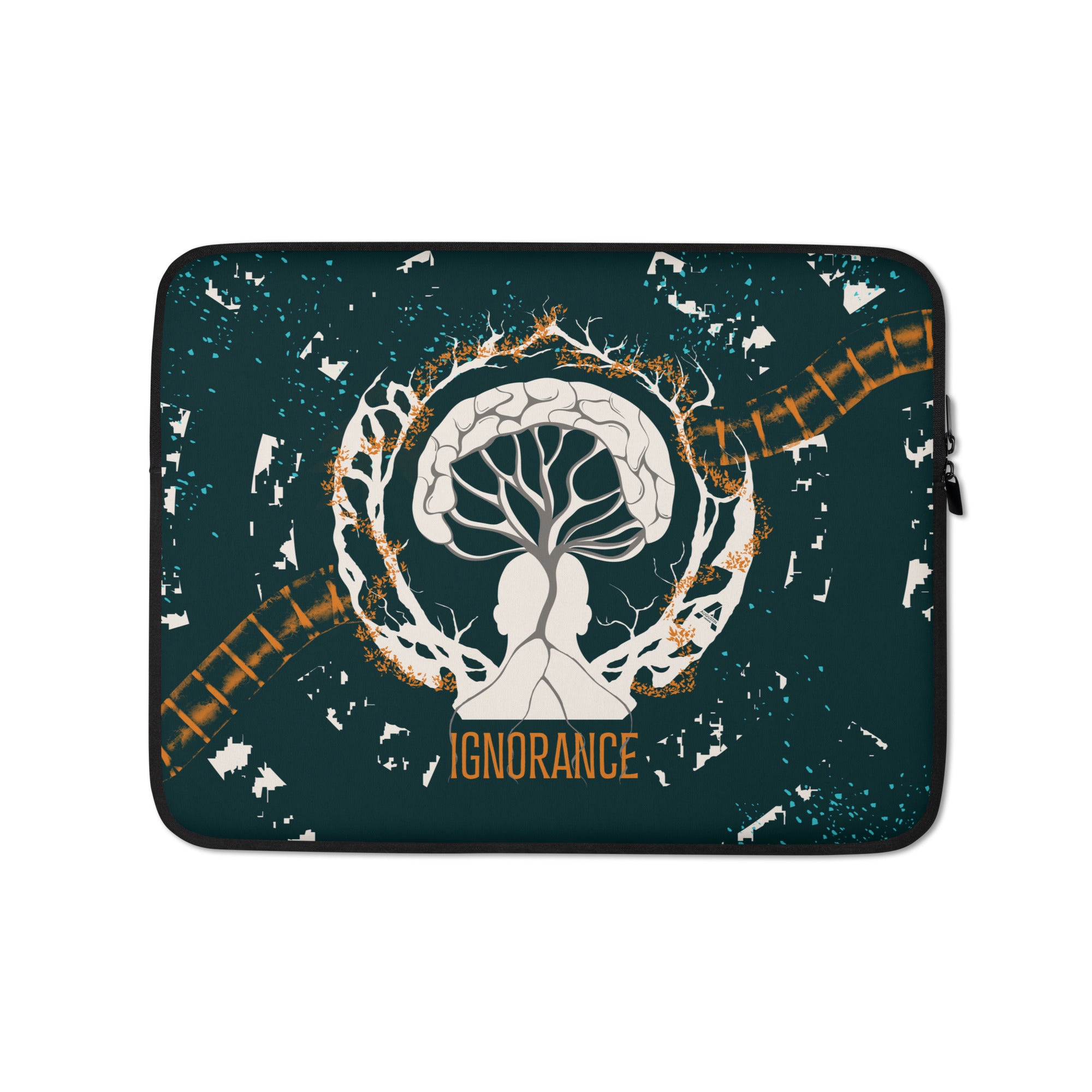 Laptop sleeve - Ignorance - Mandarin/Dark Emerald