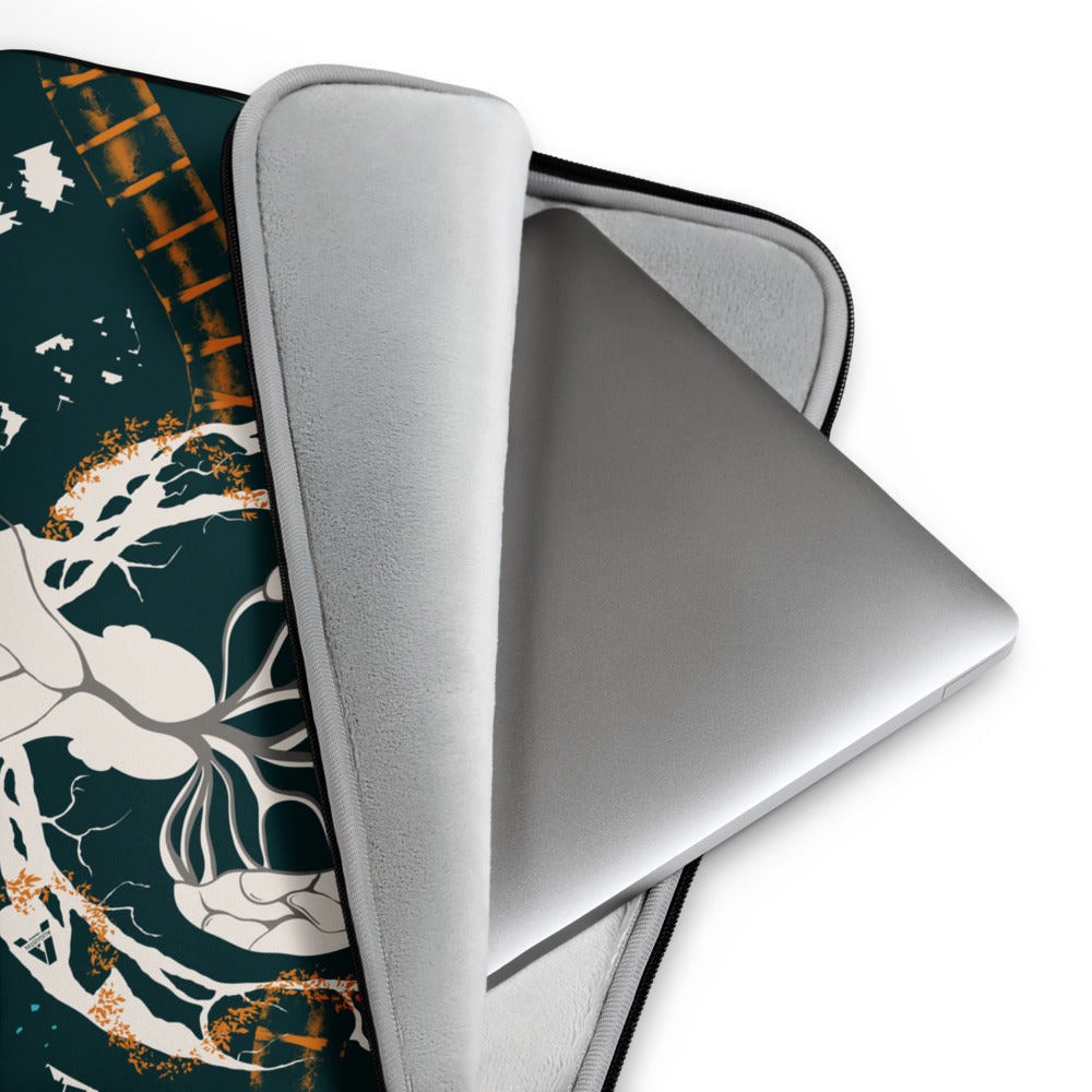 Laptop sleeve - Ignorance - Mandarin/Dark Emerald