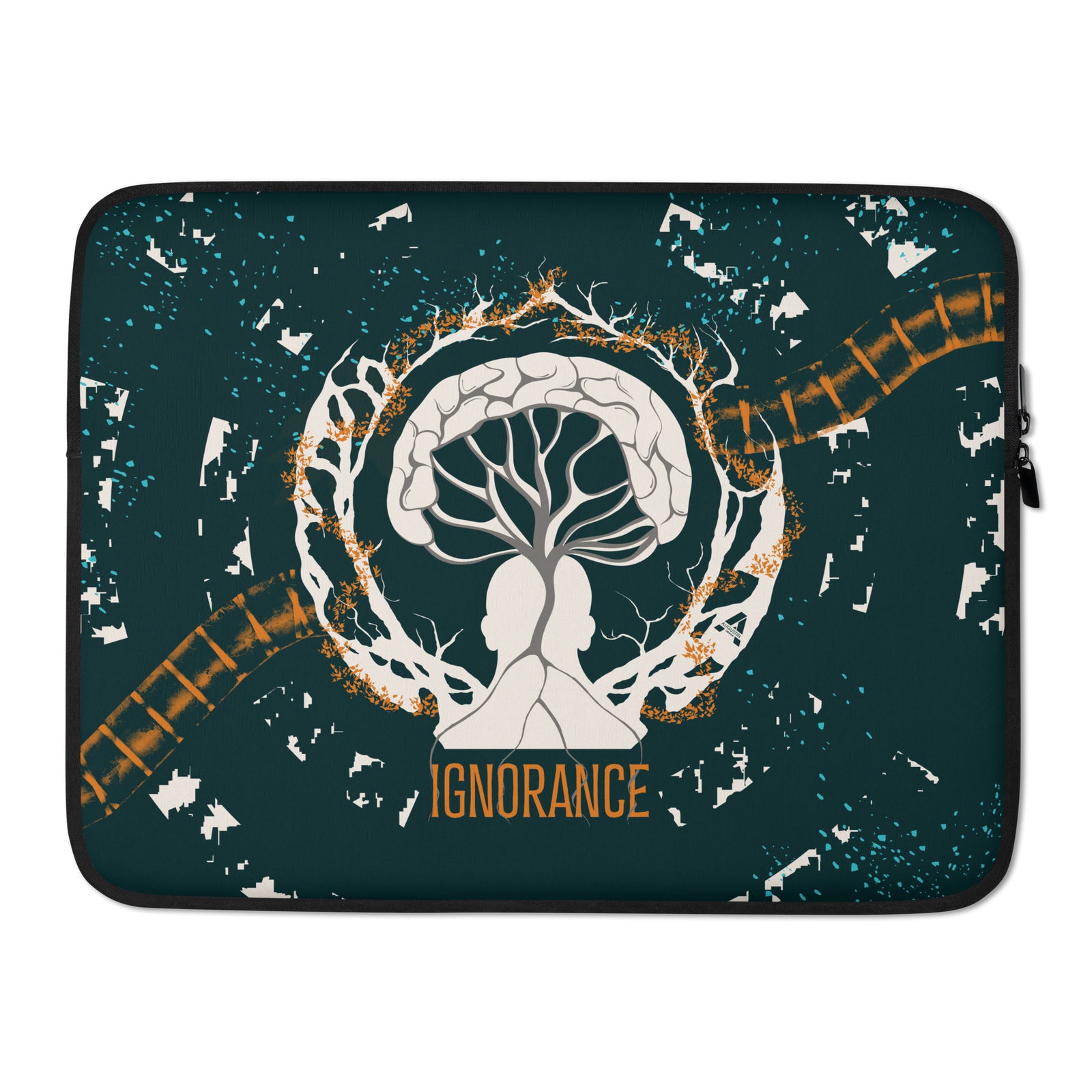 Laptop sleeve - Ignorance - Mandarin/Dark Emerald