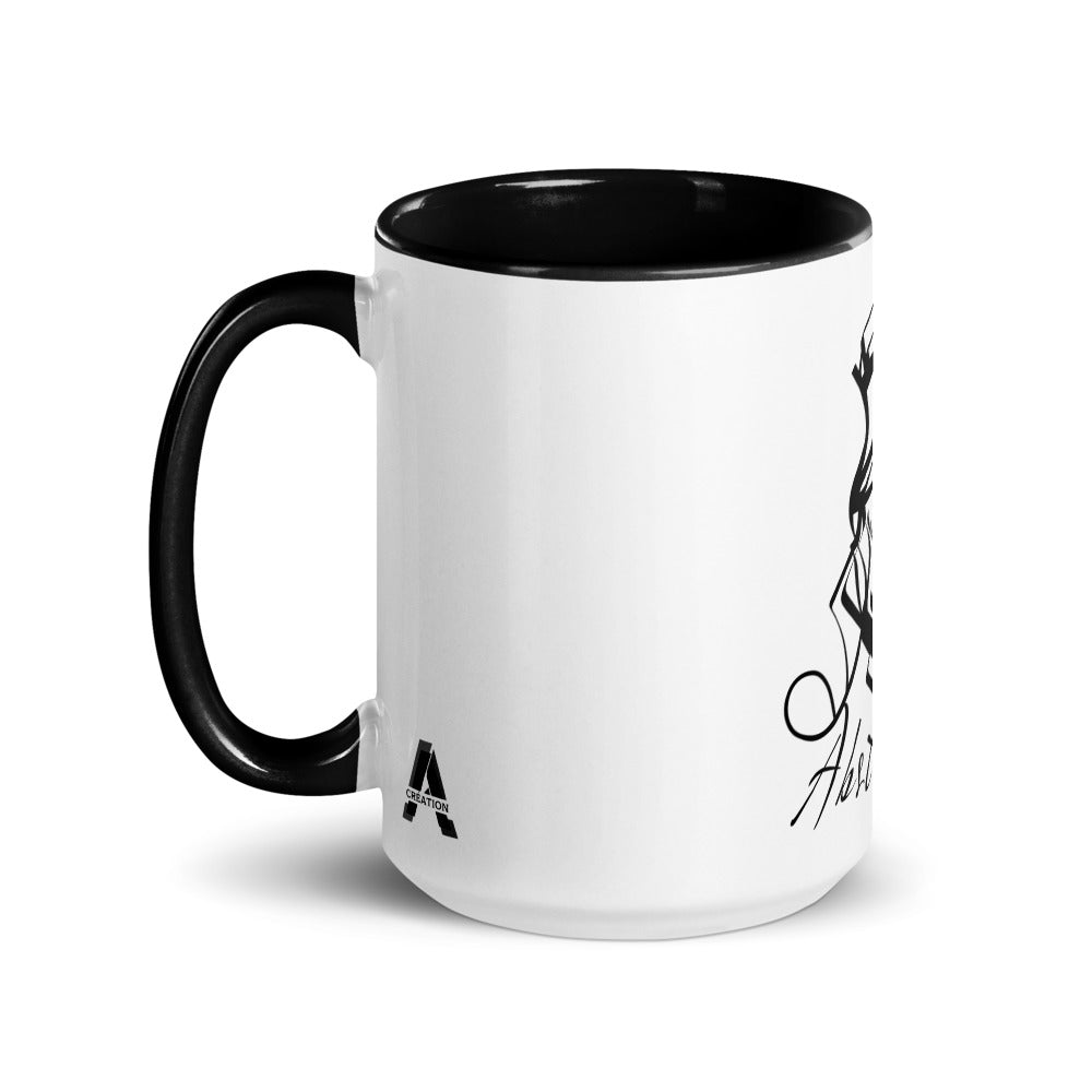 Ceramic mug - 425 ml - Abstraction 2 - Black interior