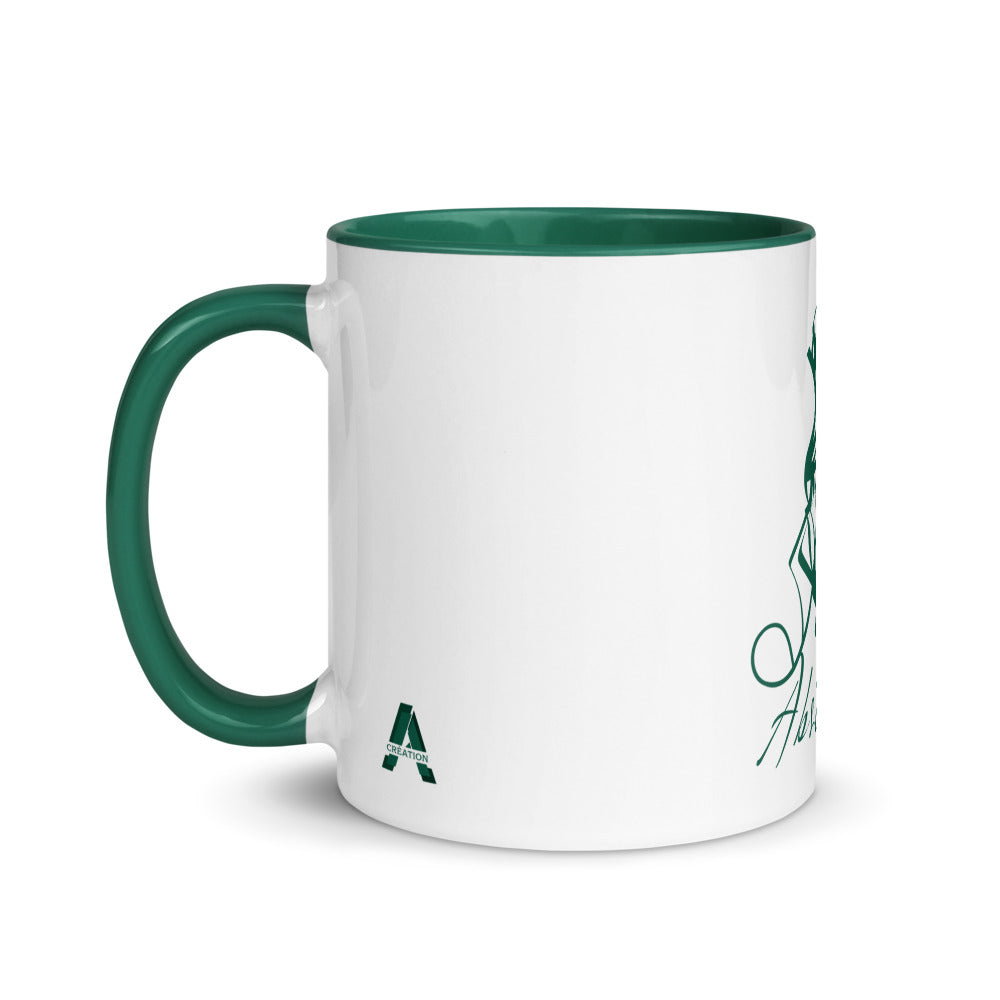 Mug en céramique - 325 ml - Abstraction 2 - Intérieur vert