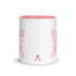 Keramikbecher - 325 ml - Abstraktion 1 - Innen rosa